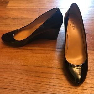 J. Crew black patent wedges